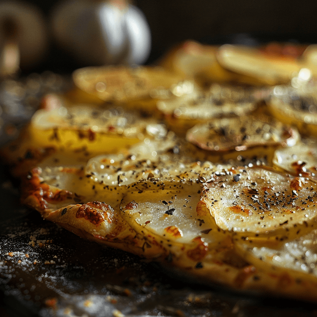 A crispy baked pizza crust with golden-brown edges on a baking stone.