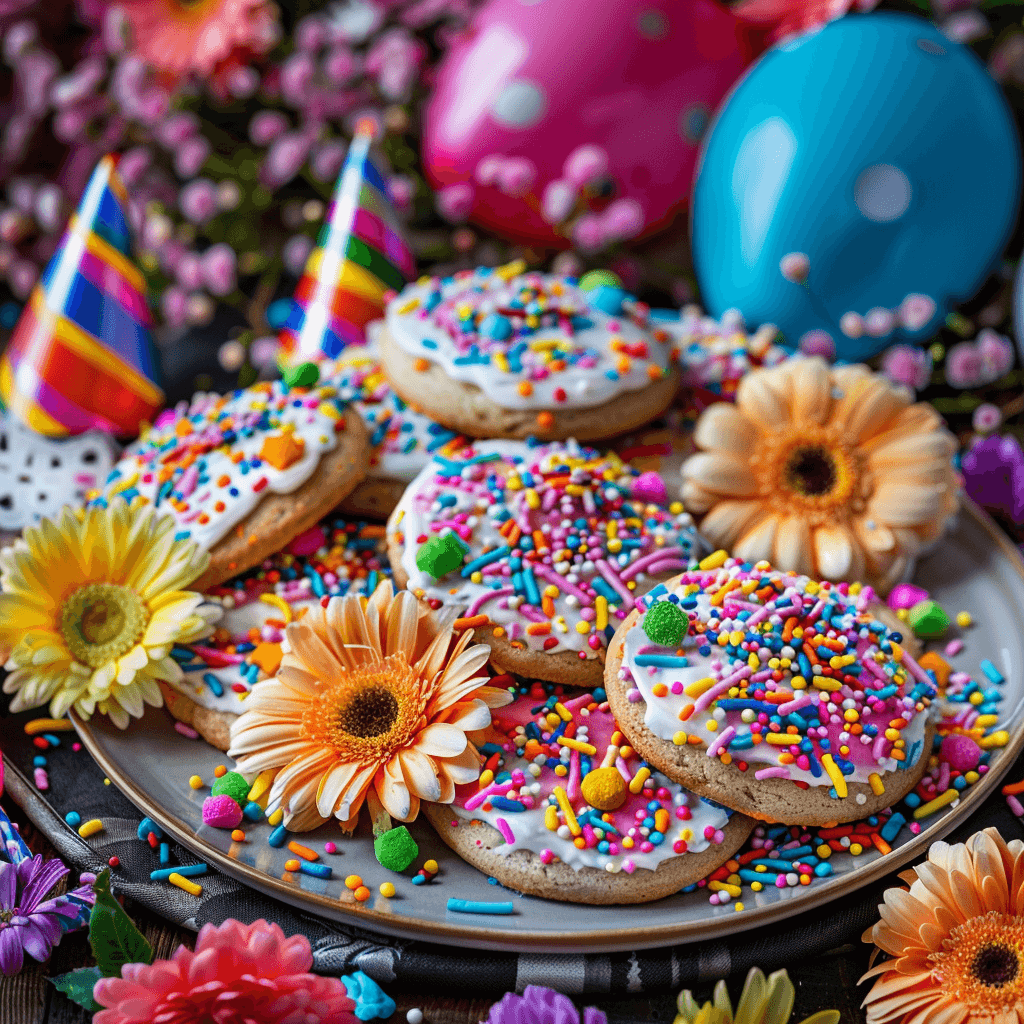 A Platter of Decorated Birthday Cookies Ready to Serve