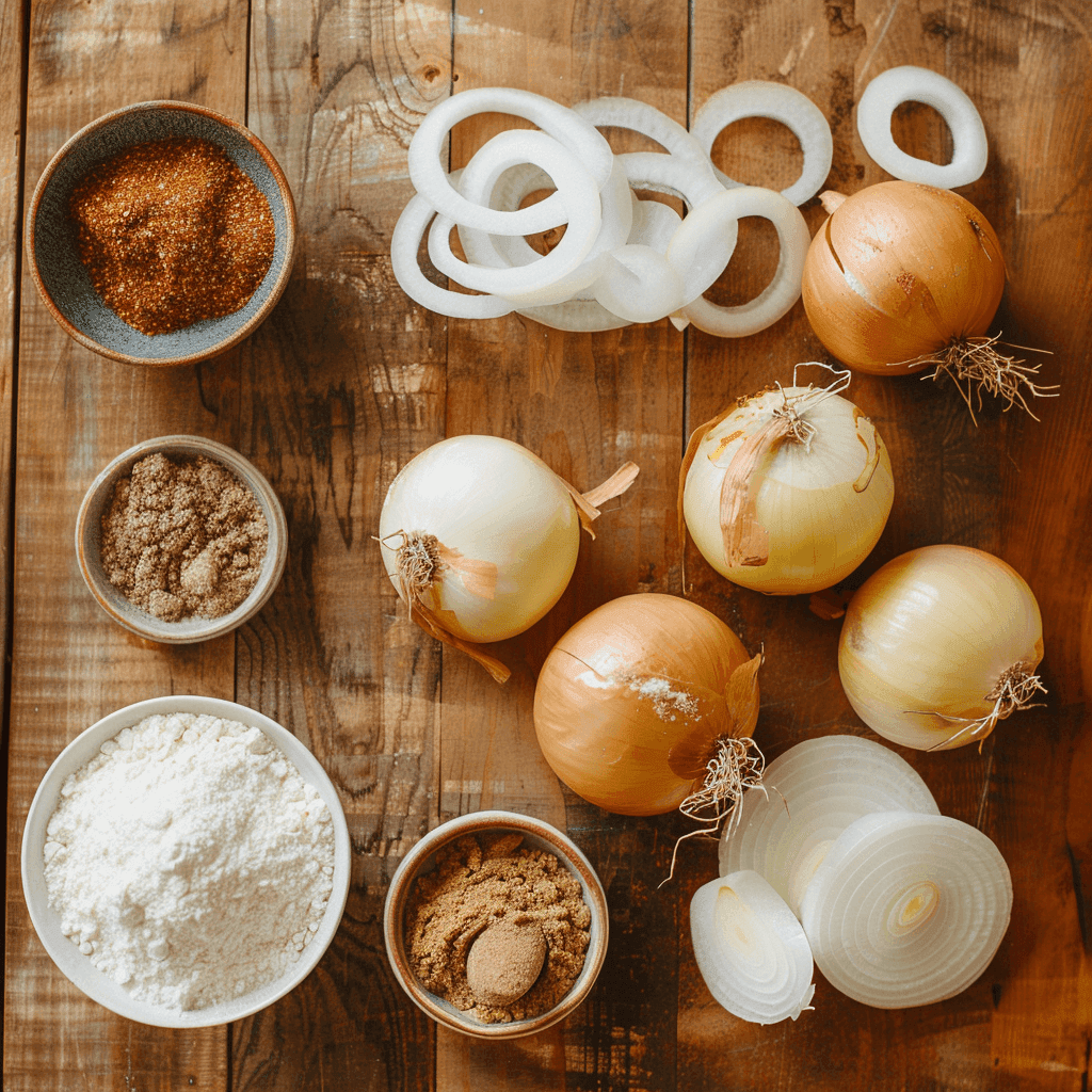 Ingredients for crispy onion rings recipe