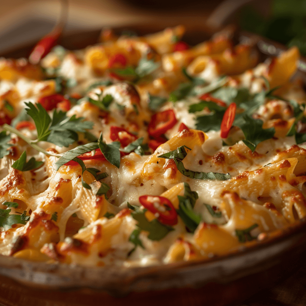 Vegetarian Mexican Baked Pasta topped with black beans, corn, zucchini, and fresh cilantro.