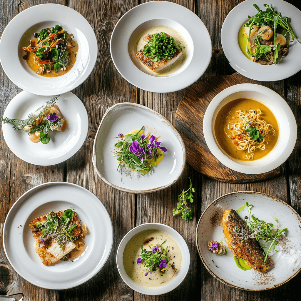 Microgreens used as a garnish on soup, pasta, and fish.  