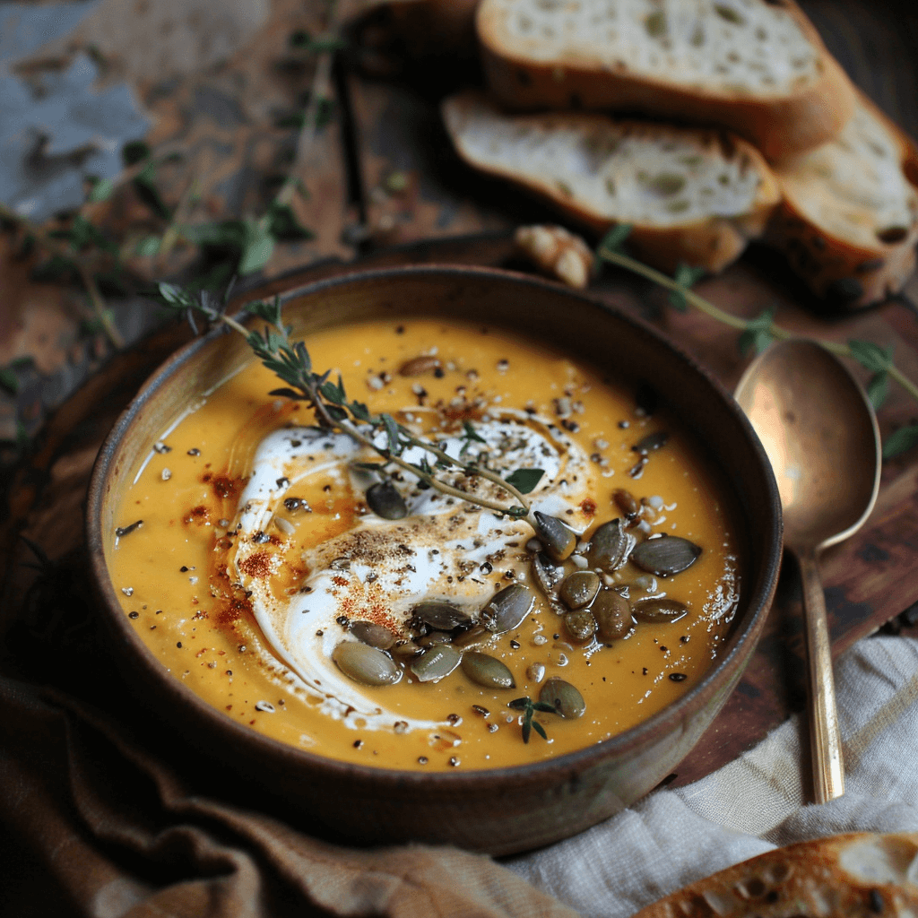 serving pumpkin soup