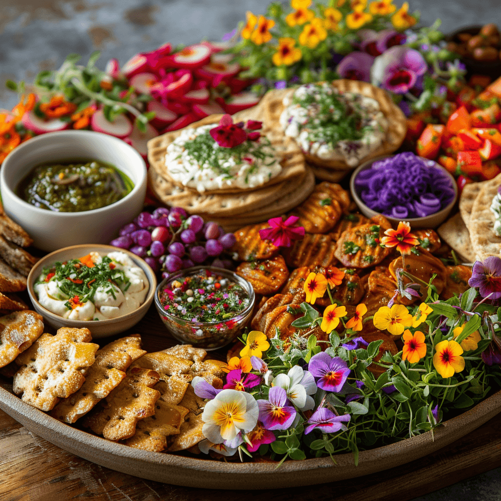 Assorted Triscuit appetizers arranged on a large platter for parties.