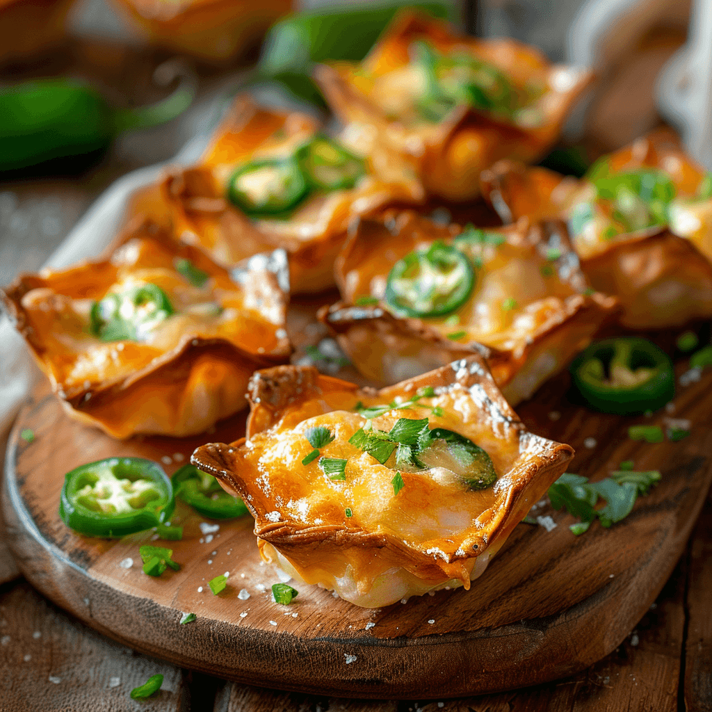 Delicious Jalapeño Wonton Cups appetizer with creamy filling and crispy wonton shell