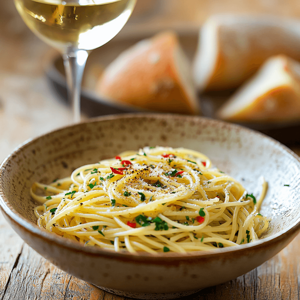 Vibrant hero image of 5-Ingredient Pasta Aglio e Olio with golden garlic and fresh parsley