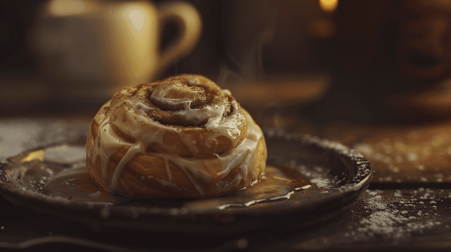 Freshly baked homemade cinnamon rolls with cream cheese frosting